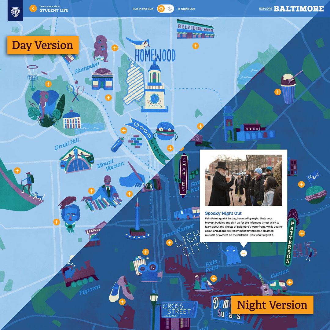 map of activities for Johns Hopkins students