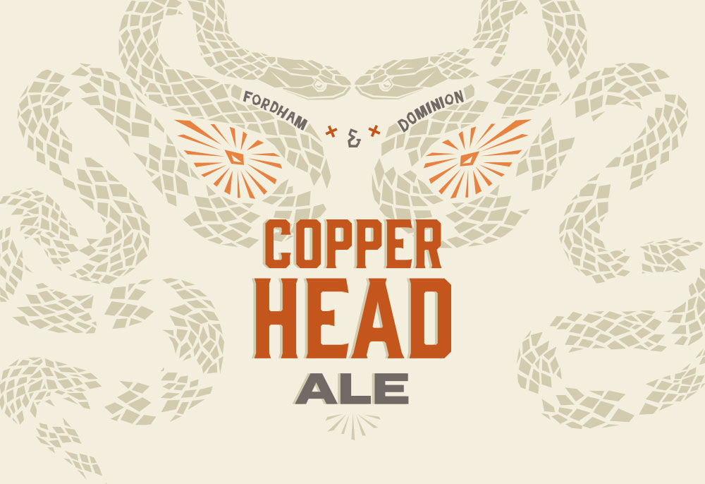 Fordham & Dominion Copper Head Ale label with two snakes