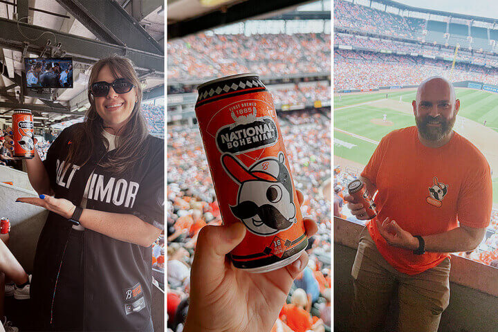 Showing off the Natty Boh can