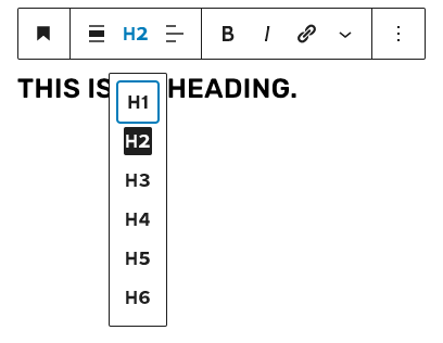 Headings Interface in WordPress