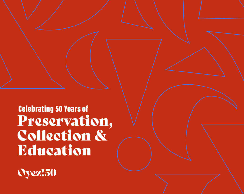 A sample campaign application that says “Celebrating 50 years of preservation, collection, and education” over a blue and red pattern.