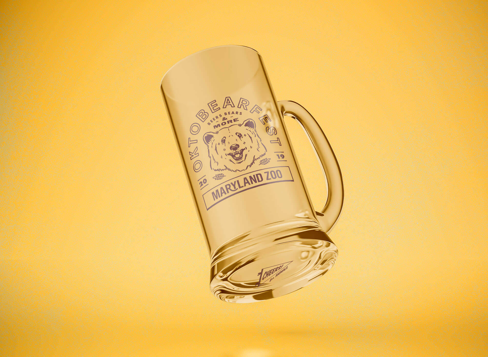 beer stein giveaway from the event with a one-color print of the beer logo