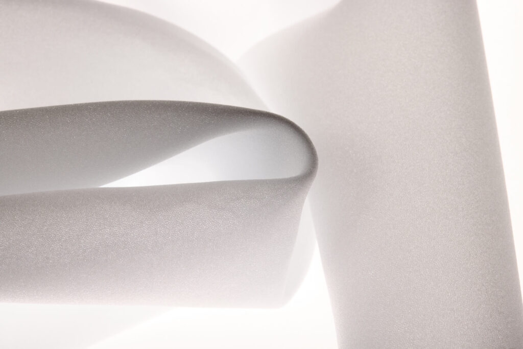 A foam sample photographed stylized in studio